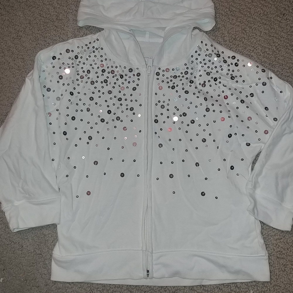 Girls White Sequined Hooded Shirt/Jacket 7